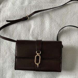Elegant Brown faux Leather Crossbody Bag